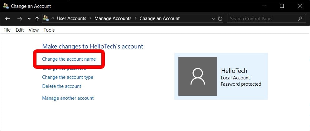 how can i change my microsoft account name