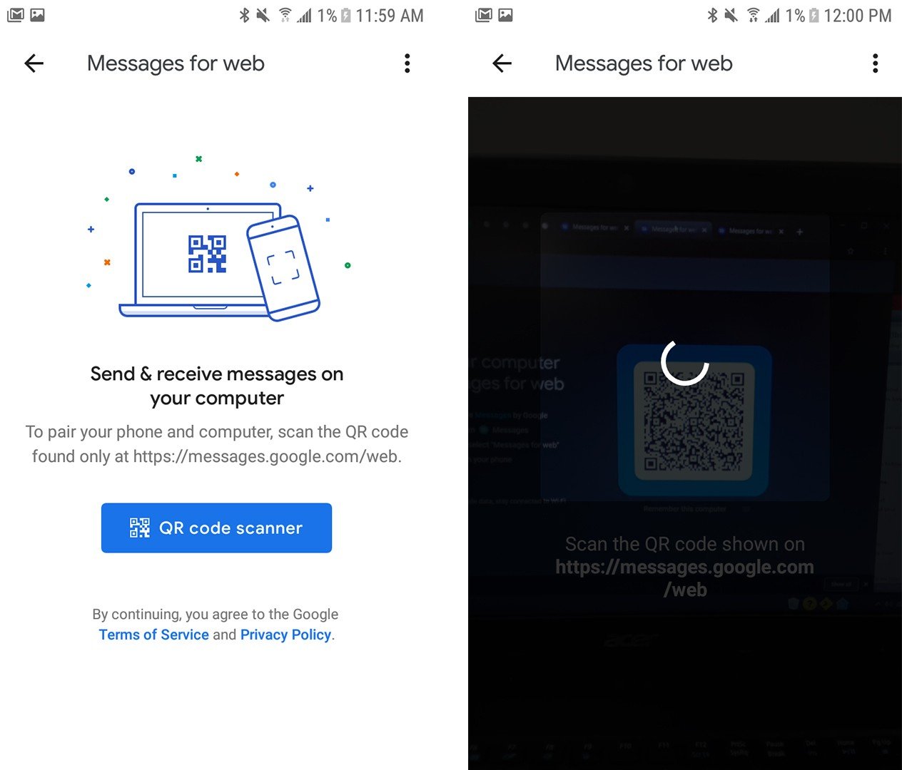 How to Text from a Computer Using Android Messages qr code scanner