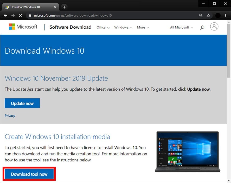 how to download a bootable windows 10