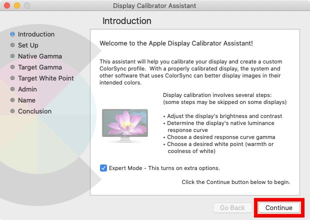 mac calibrate expert mode