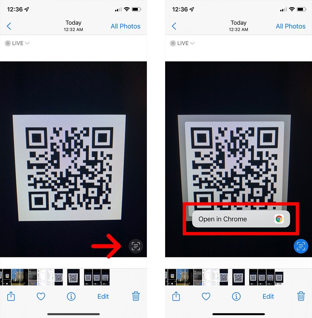 How do I open a QR code that was sent to me?