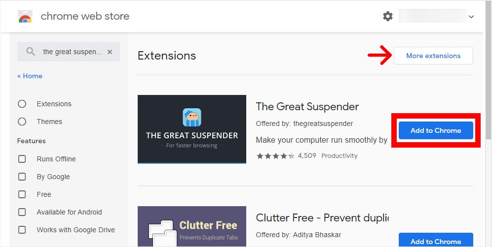 Google extension store