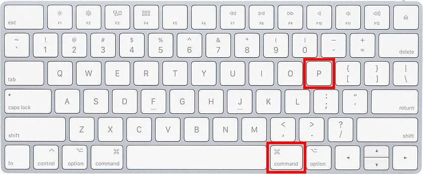 mac keyboard shortcut print command P