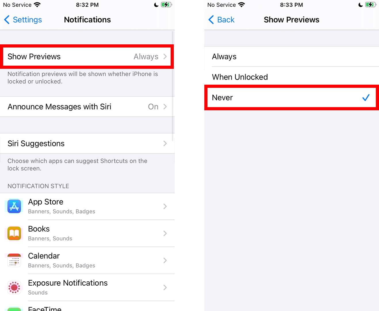 How to Hide Notification Previews