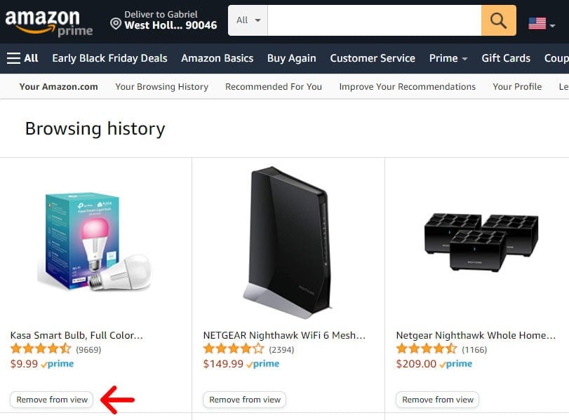 How to Delete Your Amazon Search History