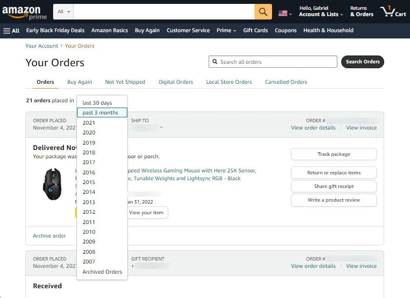 Can i hide an order deals on amazon
