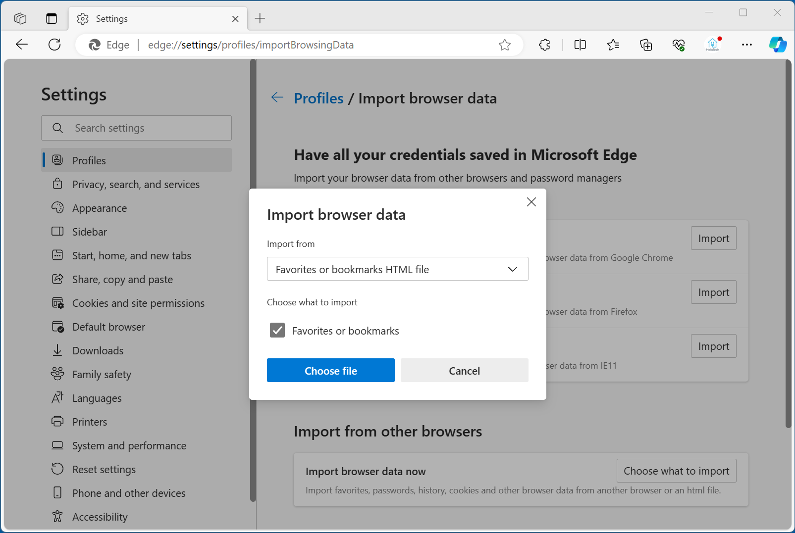 How to Import Bookmarks in Edge