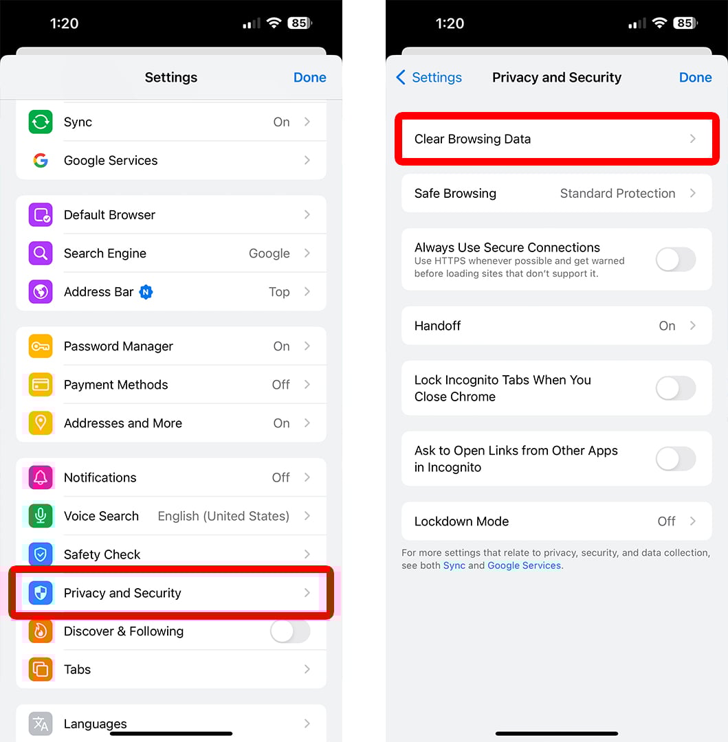 How to Clear Chrome Cache on iPhone