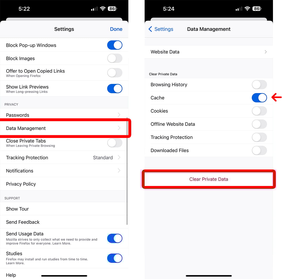 How to Clear Firefox Cache on iPhone