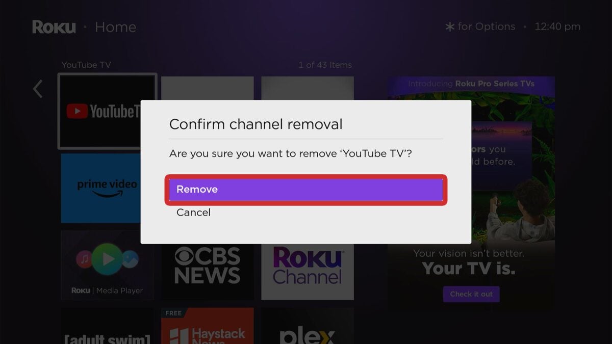 how to delete apps on roku